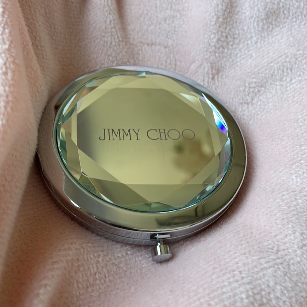 RARE Jimmy Choo shoes faceted magnifying pocket purse mirror compact w/ dust bag - Picture 5 of 9